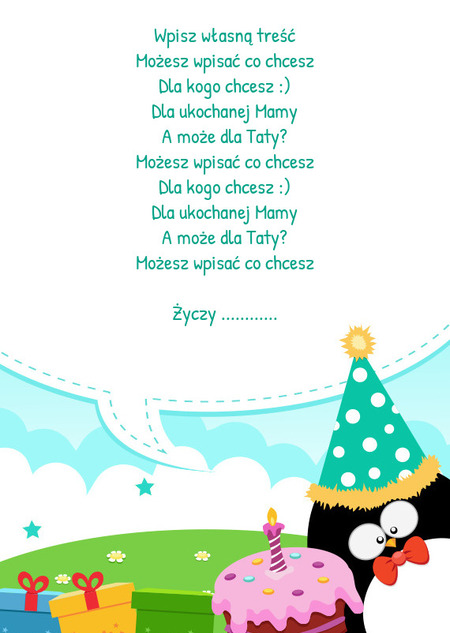 Kartka urodzinowy pigwin