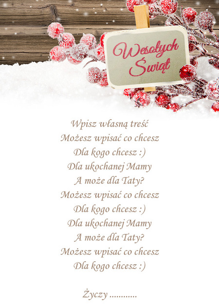 Kartka z napisem na śniegu