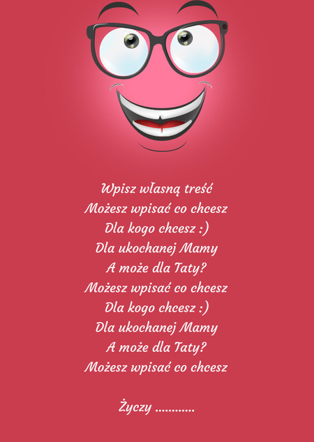 Kartka z radośną emotką w okularach