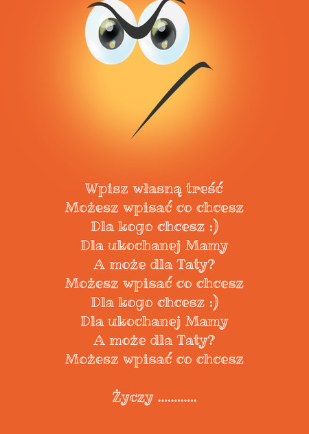 Karta z wkurzoną emotką