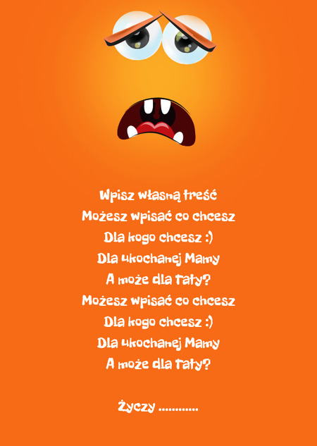 Kartka z zmęczoną emotką