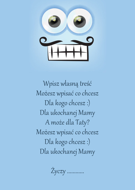 Kartka emotka z wąsem