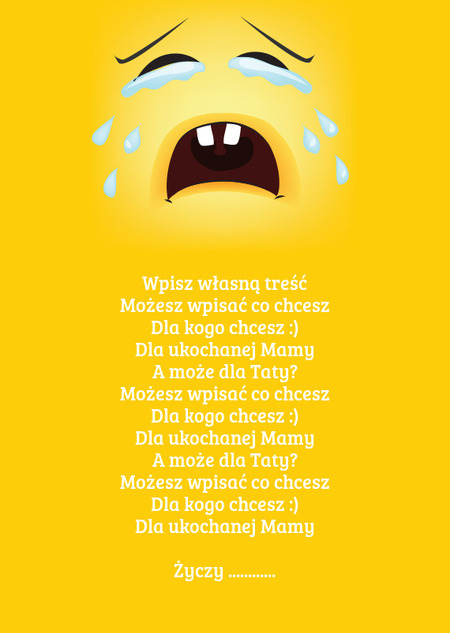 Kartka z płacząca emotką
