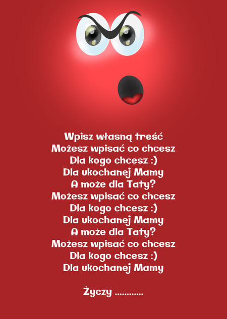 Kartka z emotikonką - wściekła buźka