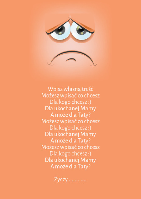 Kartka z emotikonką - zasmucona emotka