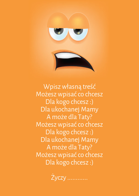 Kartka z emotikonką - ziewająca buźka