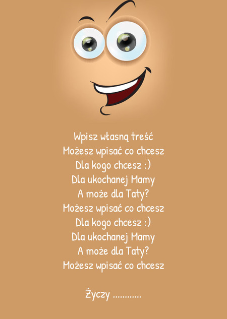 Kartka z emotikonką - uśmiechnięta buźka puszcza oczko