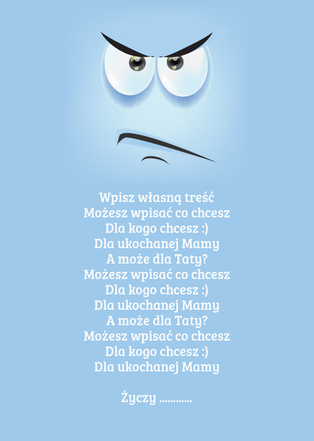 Kartka z emotikonką - zła i wkurzona buźka