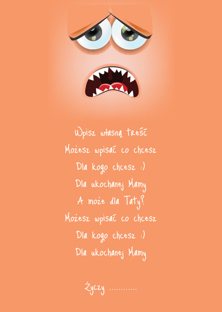 Kartka z emotikonką - smutna, zmartwiona buźka