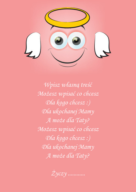 Kartka z emotikonką - Aniołek