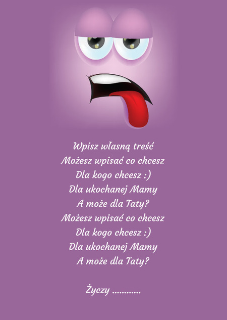 Kartka z emotikonką - zmęczona buźka