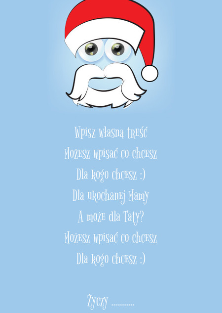 Kartka z emotikonką Mikołajkiem